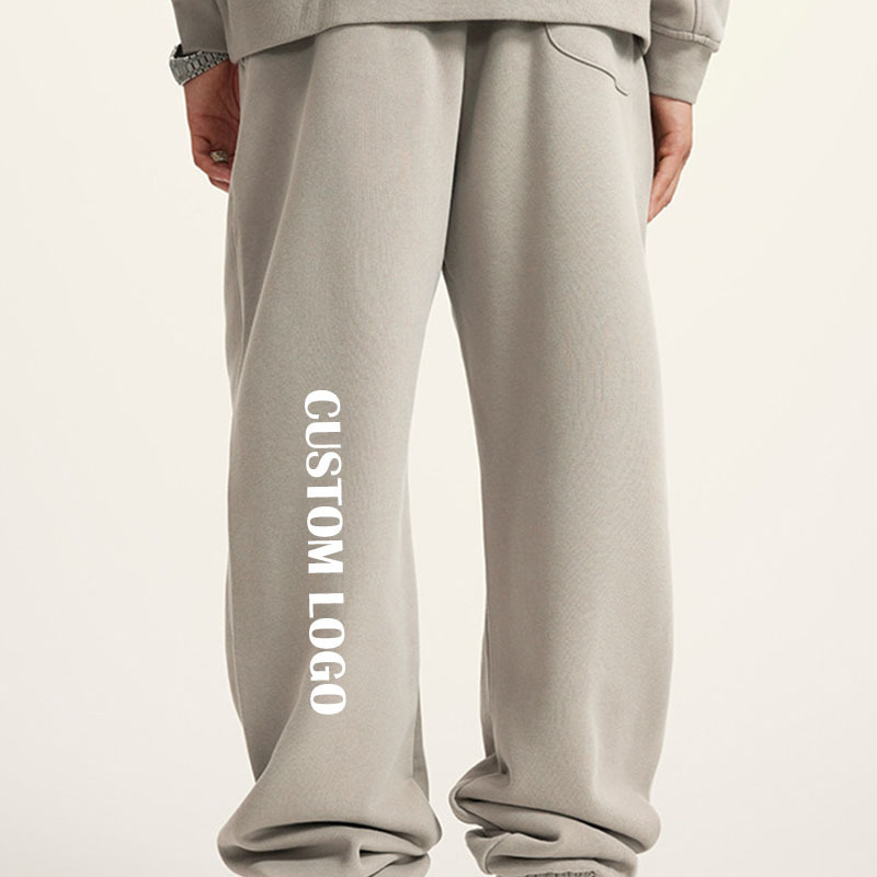 Wholesale Drawstring Loose Wide Leg Sports Pants Street Wear Custom Logo Blank Men Joggers 100% Cotton Fleece Baggy Sweatpants