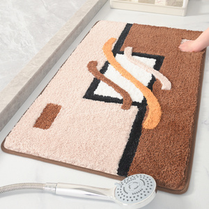 YFL Wholesale Soft Antislip Waterproof Shaggy Thick Microfiber Shower Bath Mat For Hotel Custom Embroidery Bathroom Mat