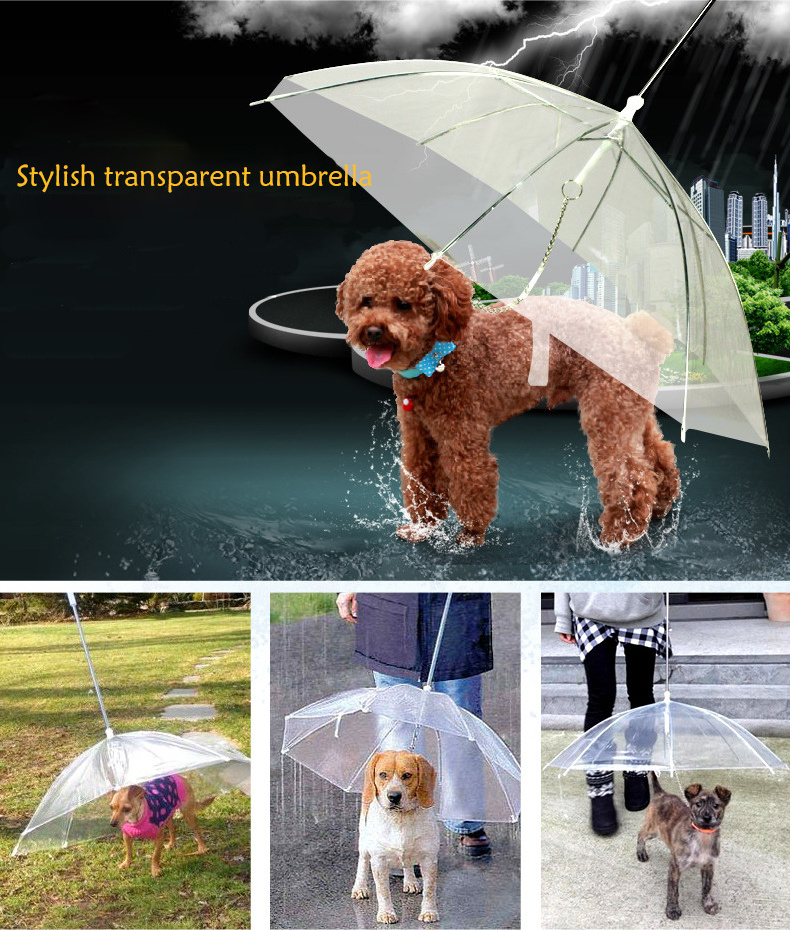 Hot sale Transparent Pet Umbrella pet Dog Rain Gear with Dogs Leads Keeps Pets Dry Comfortable in Rains Umbrellas