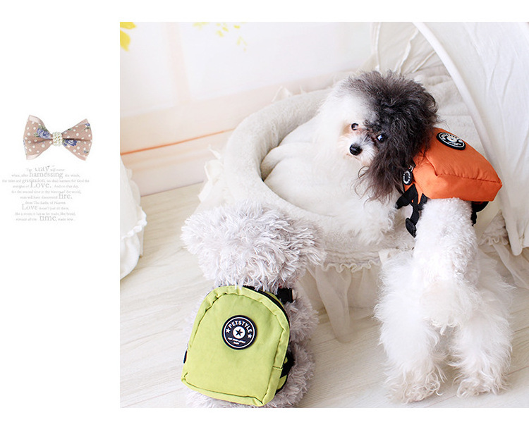 Nylon Pet Dog Backpack for Small Dog multifunction School Bag Pet Backpack with Harness leash