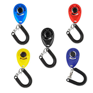 Durable Pet Dog Training Button Clicker Plastic Click  Adjustable Wrist Strap Sound Key Chain Dog Clicker