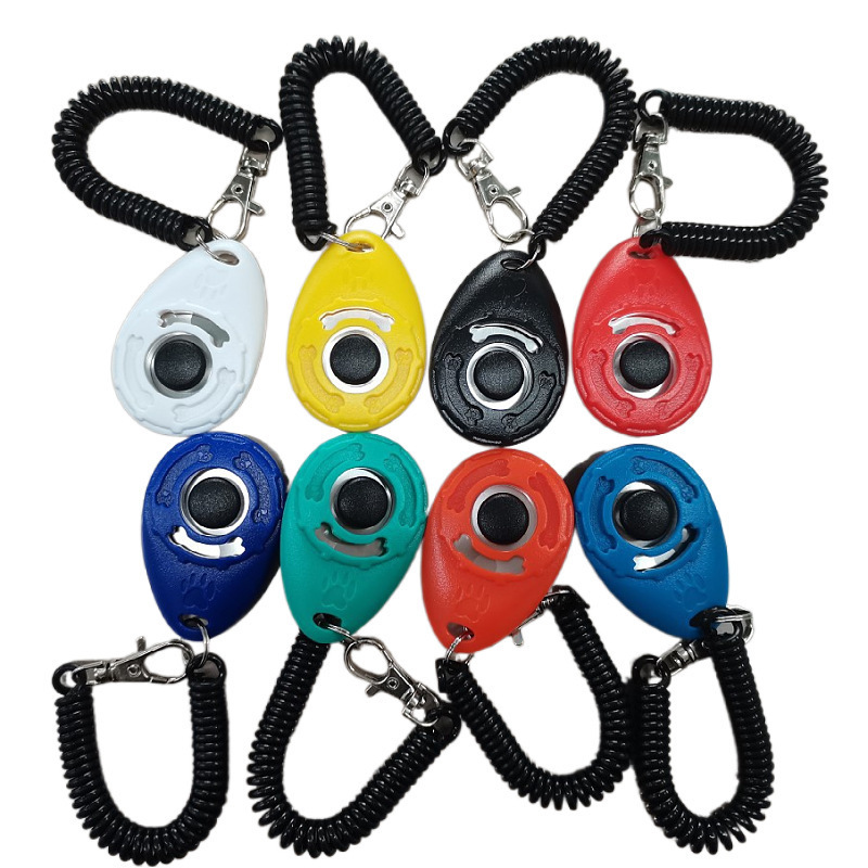 Durable Pet Dog Training Button Clicker Plastic Click  Adjustable Wrist Strap Sound Key Chain Dog Clicker