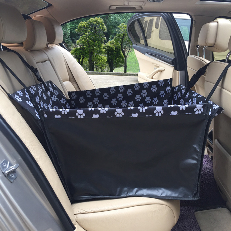 Waterproof Single Seat Pet Carrier Double Layer Dog Car Rear Back Seat Cover Protector Travel Folding Blanket Cushion Mat