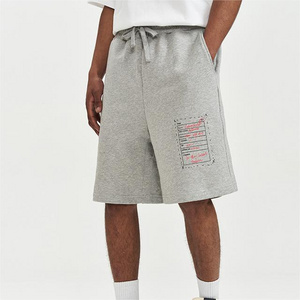 Custom LOGO Mens Street Wear Casual Essential Sweat Shorts Long Drawstring Cotton Fleece Shorts