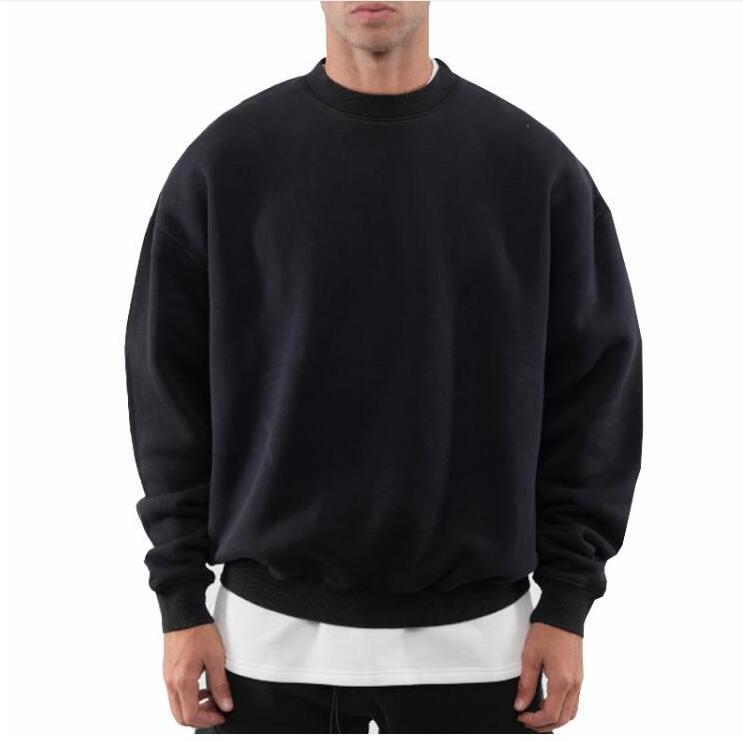 OEM blank french terry fleece custom crewneck oversized sweatshirt 100% cotton drop shoulder luxury men hoodies clothing 2024