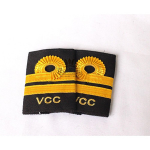 High Quality Pilot Shoulder Boards Gold Stripes on Black Cloth Co-Pilot or Trainee Pilot Professional Slip-on Sliders Rank Strip