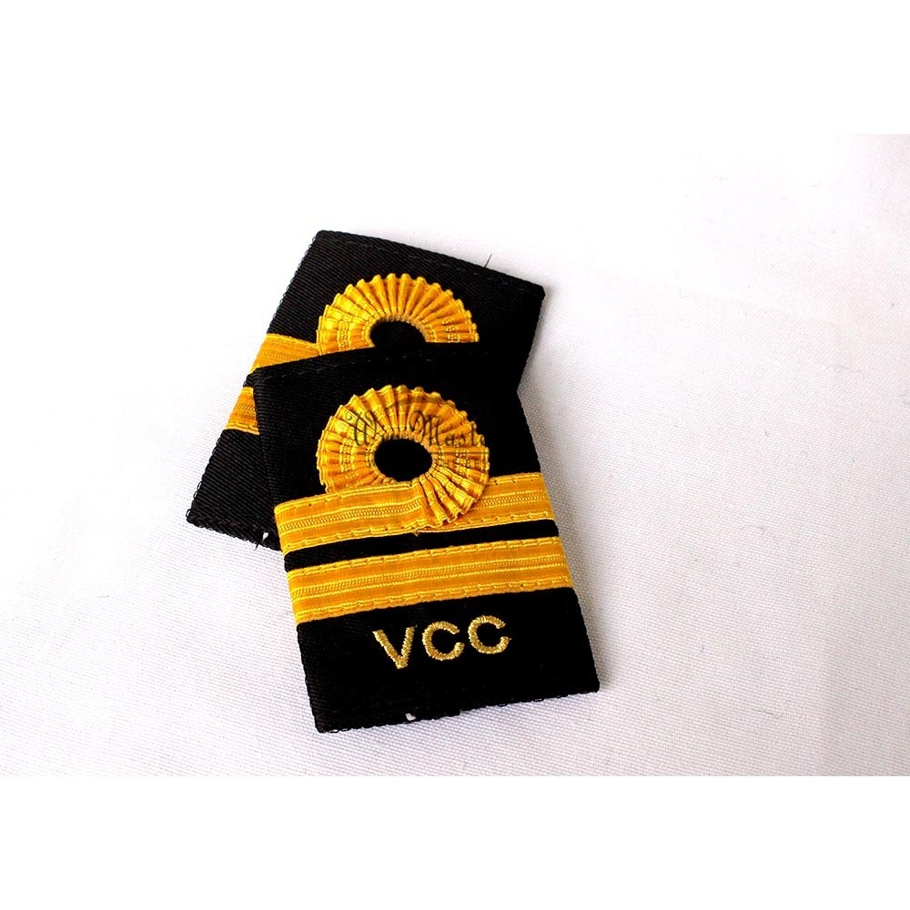 High Quality Pilot Shoulder Boards Gold Stripes on Black Cloth Co-Pilot or Trainee Pilot Professional Slip-on Sliders Rank Strip