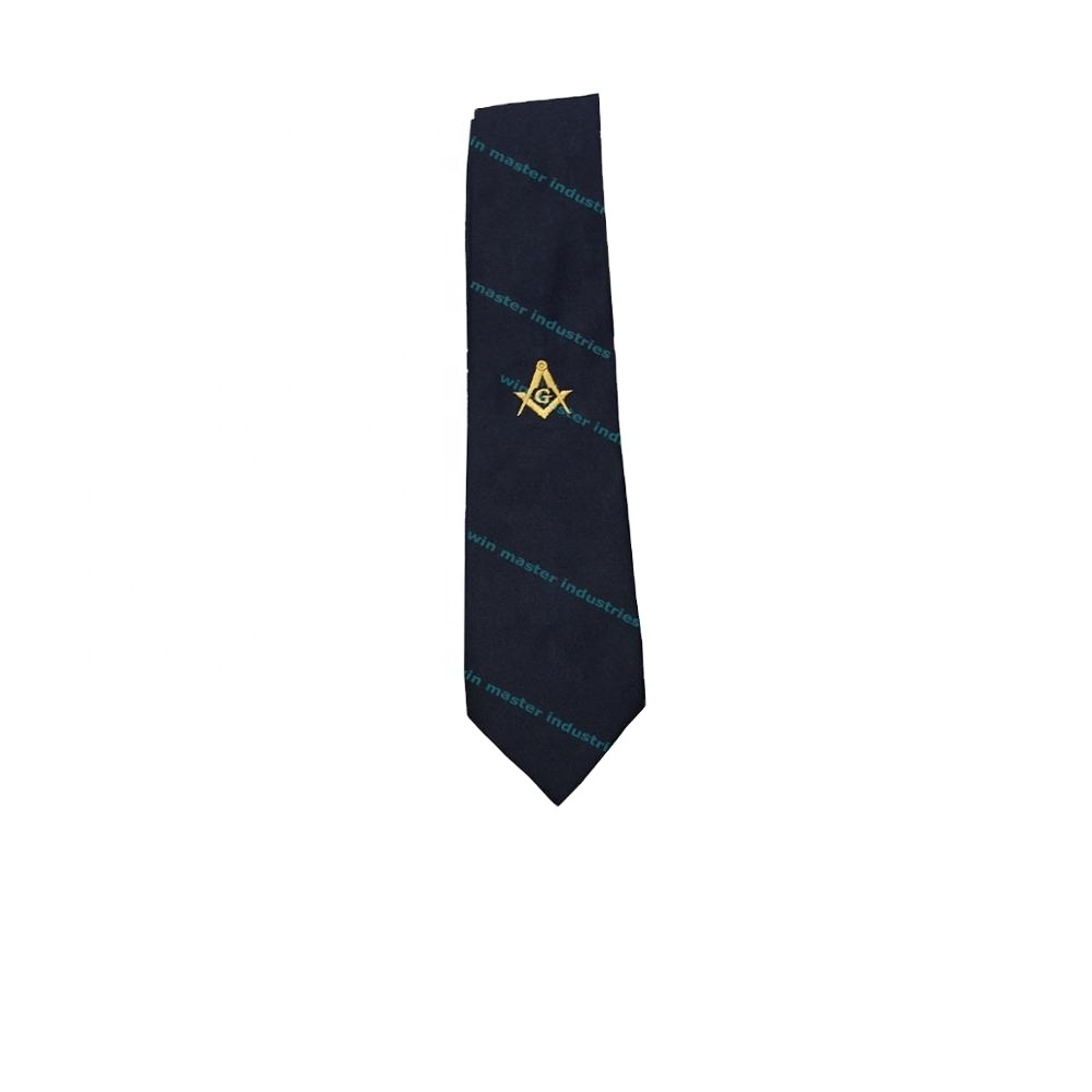 masonic regalia black tie with square and compass embroidered logo