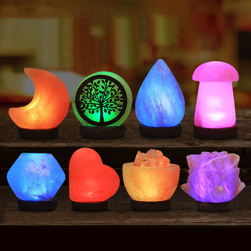 Small natural crafts USB Himalayan salt lamp with night light for Home decorative business gifts set items Christmas Gift OEM