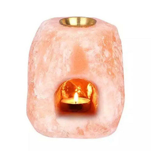 Himalayan Salt Tea Light Candle Holder Square Shape Crafted Crystal Pink Rock Custom Size Top Premium Quality custom logo OEM