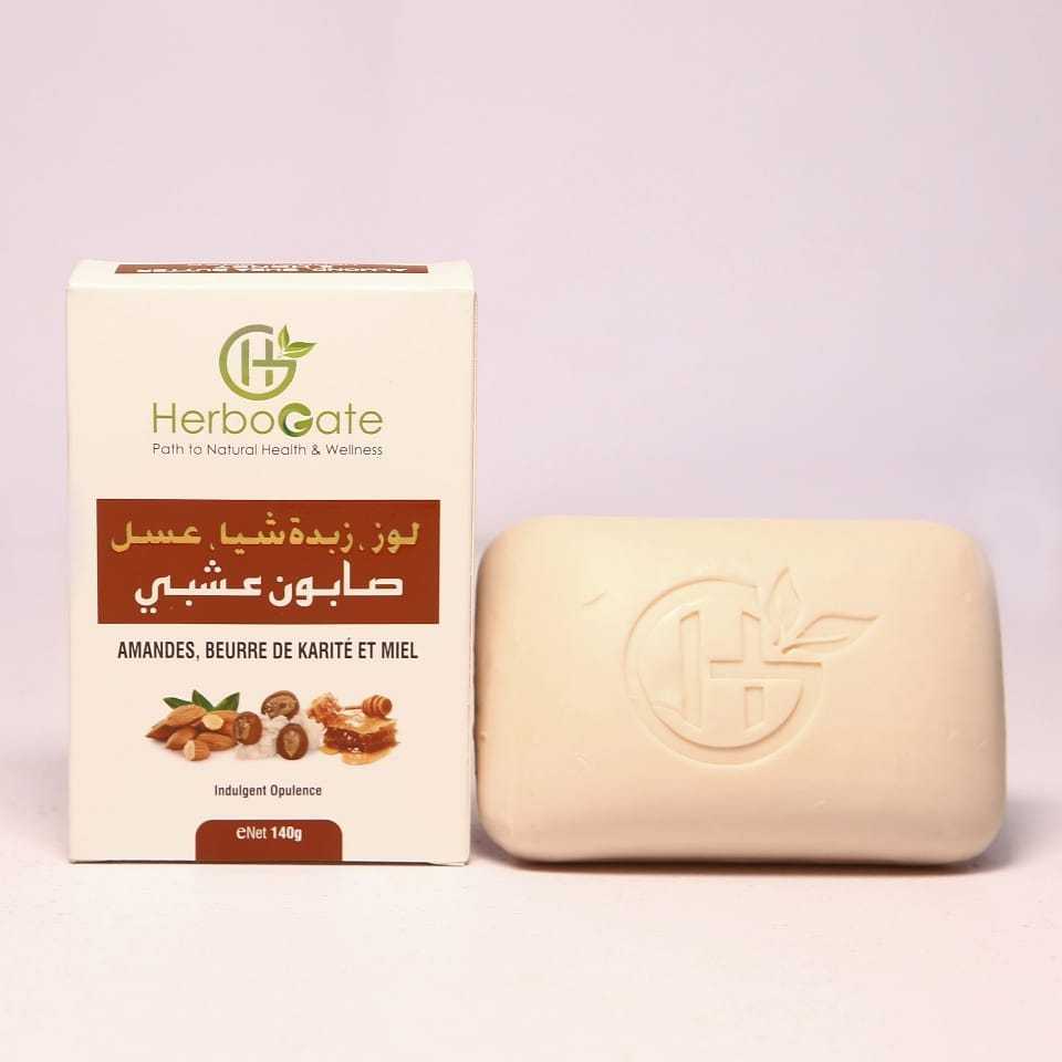 100% Natural soap made with authentic natural and essential oils & natural ingredients Almond + Shea Butter + Honey Herbal soap