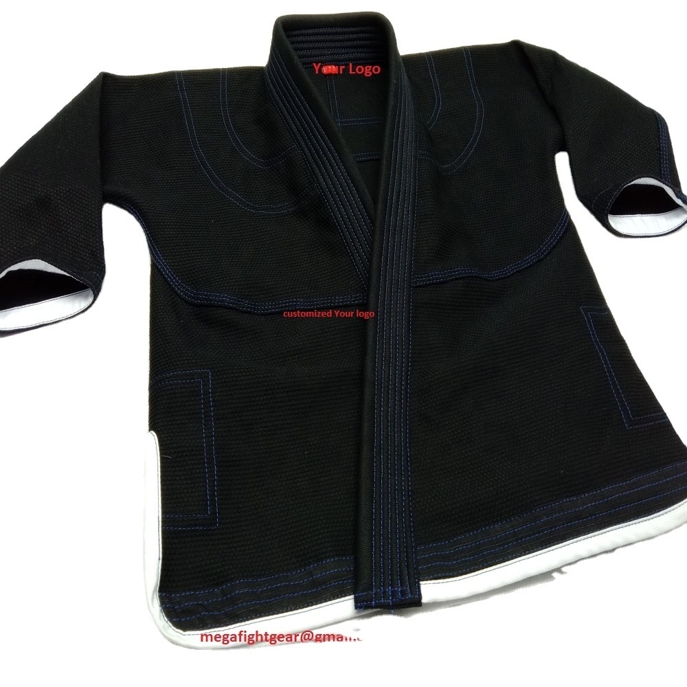 Whole sale custom made design Black Brazilian Jiu Jitsu Gi - Pearl Weave 100% Cotton Preshrunk Free BJJ Belt