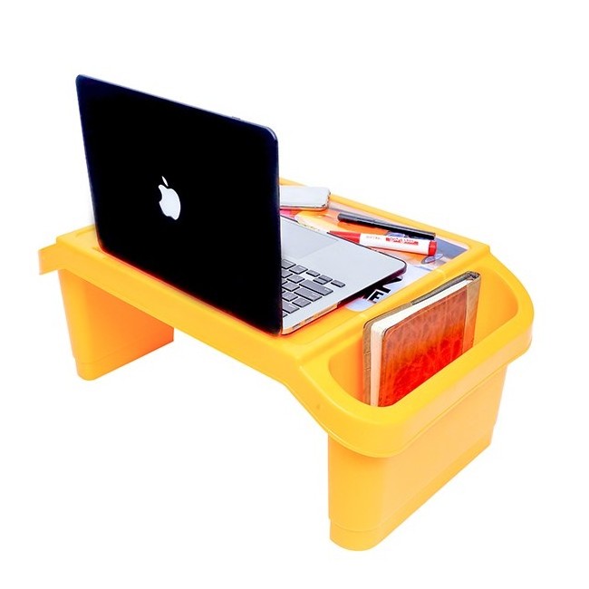 Portable Lap Desk Bed Table Tray, Laptop Stand with Cup Holder & Tablet Slot & Lifting Handle for Working Foldable Laptop Table