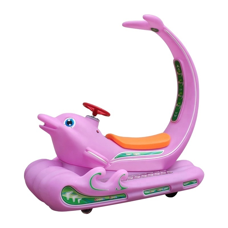 Best design Amusement Kids Ride Animal Rainbow Dolphin Electronic Battery Car For kids special PP material OEM Customized