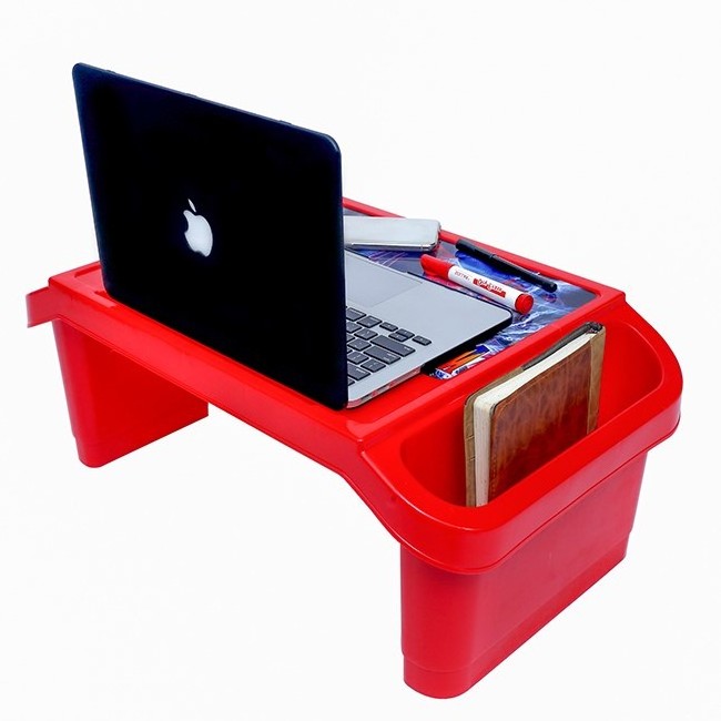 Portable Lap Desk Bed Table Tray, Laptop Stand with Cup Holder & Tablet Slot & Lifting Handle for Working Foldable Laptop Table