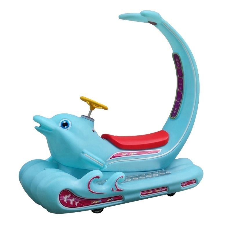 Best design Amusement Kids Ride Animal Rainbow Dolphin Electronic Battery Car For kids special PP material OEM Customized