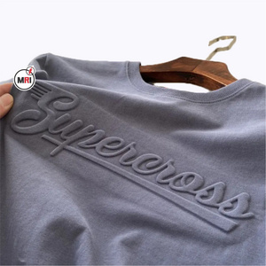 2023 Custom Fashion 3d Three-dimensional Bump Embossed Tee 100% Cotton Pullover Premium Men Custom Embossed T Shirt