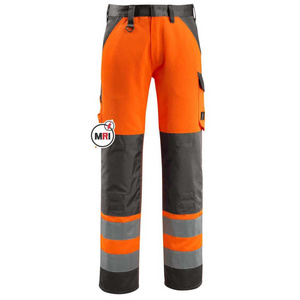 Hi Vis Pants Orange Custom Logo Wholesale Security Safety Pants Cargo Multi Pockets Pant 3m Reflective Clothing