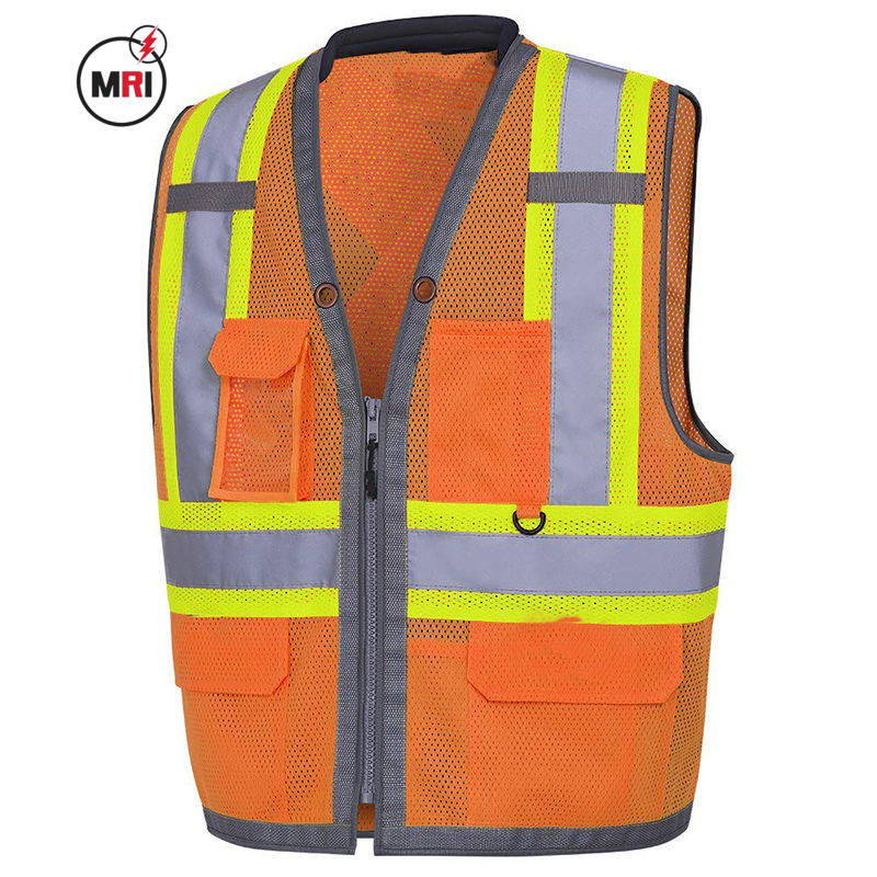 High Visibility Hi Vis Vest orange Reflective Safety Hi Vis Vest With Custom Logo and Label Wholesale with customization