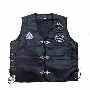 Latest Fashion Racing New Design Leather Vest Jackets Fashionable And Breathable Denim Cow Hide vest jacket