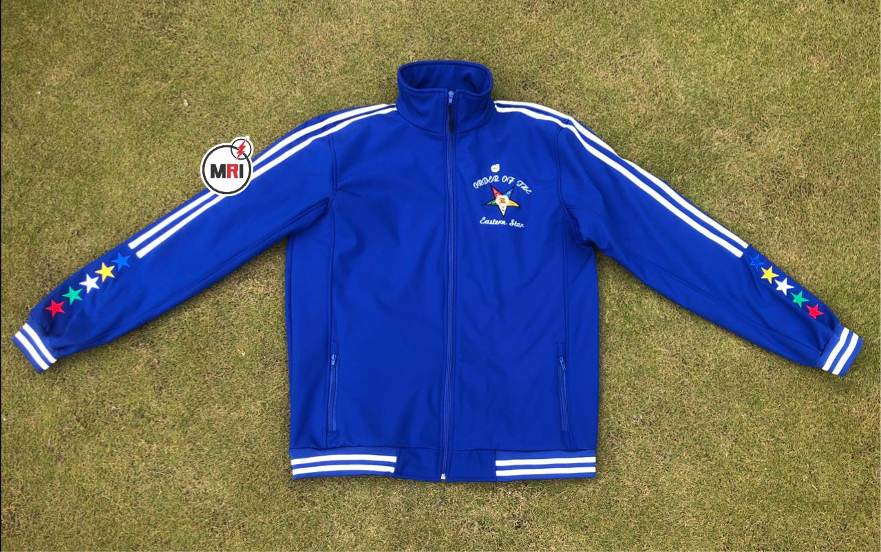 Brand New Order of the Eastern Star Blue Softshell Embroidered Jacket Wholesale Custom Embroidered Chenille Patches Jacket