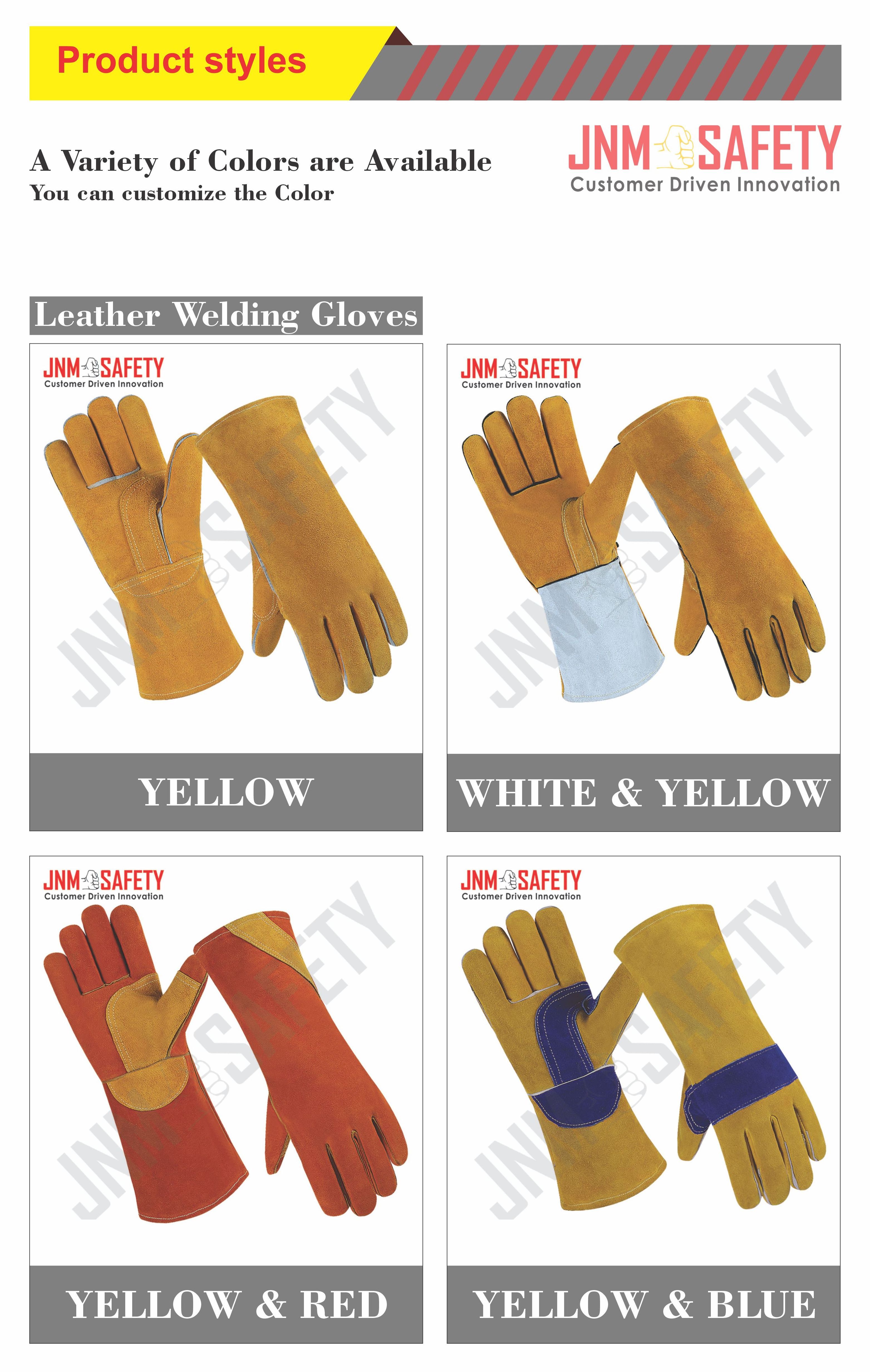 Heavy duty personal protective cowhide split leather welding gloves high performance  barbeque grilling meat welders gloves