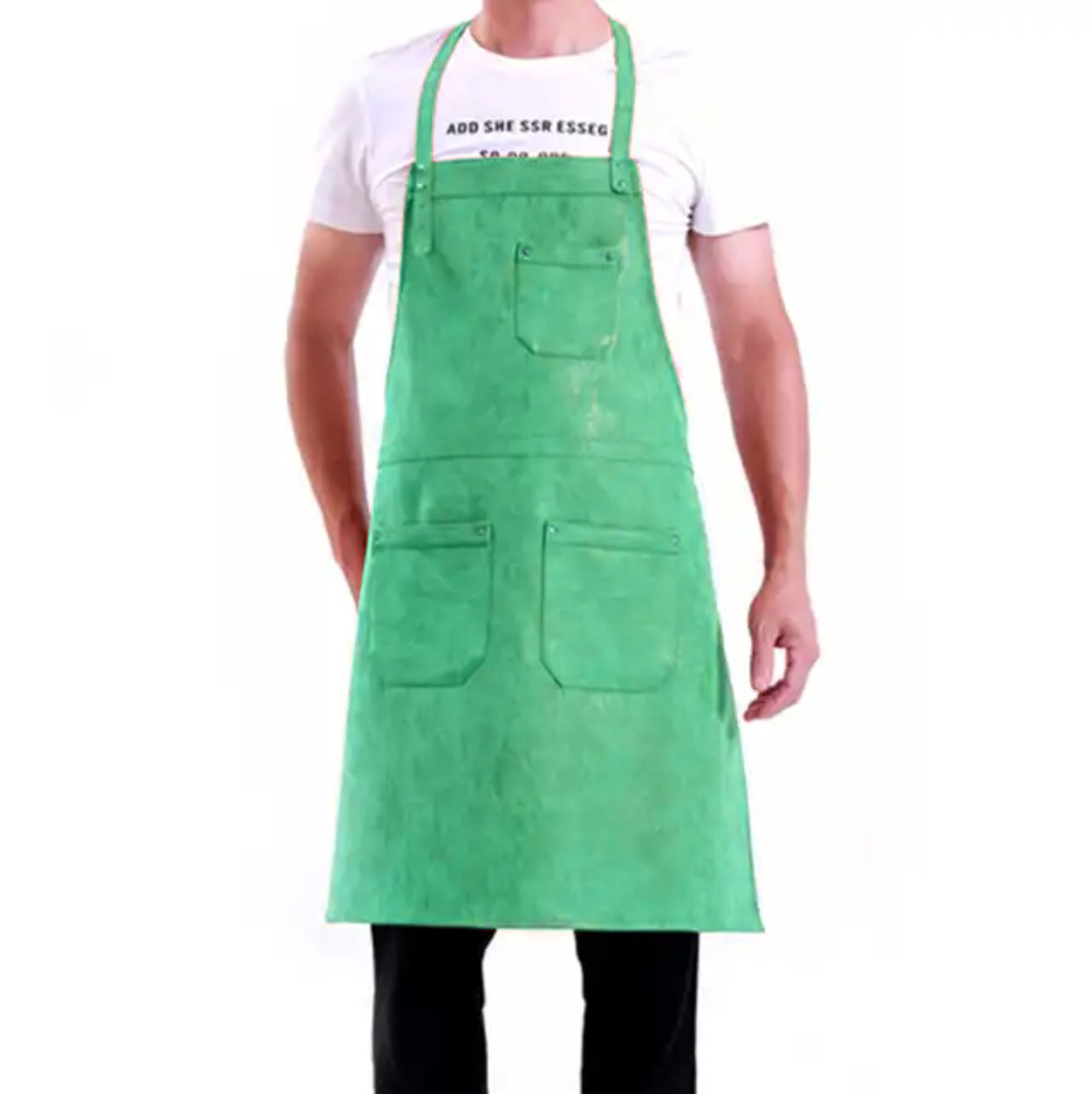 Long Leather Safety Wholesale Durable Customized Leather Welding Work Apron Flame Resistant Bib Apron Heavy Duty Apron