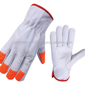 High Quality Work Protection Leather Gauntlet Driving Gloves Cowhide Grain Leather Long Lasting Working Hand Safety Gloves