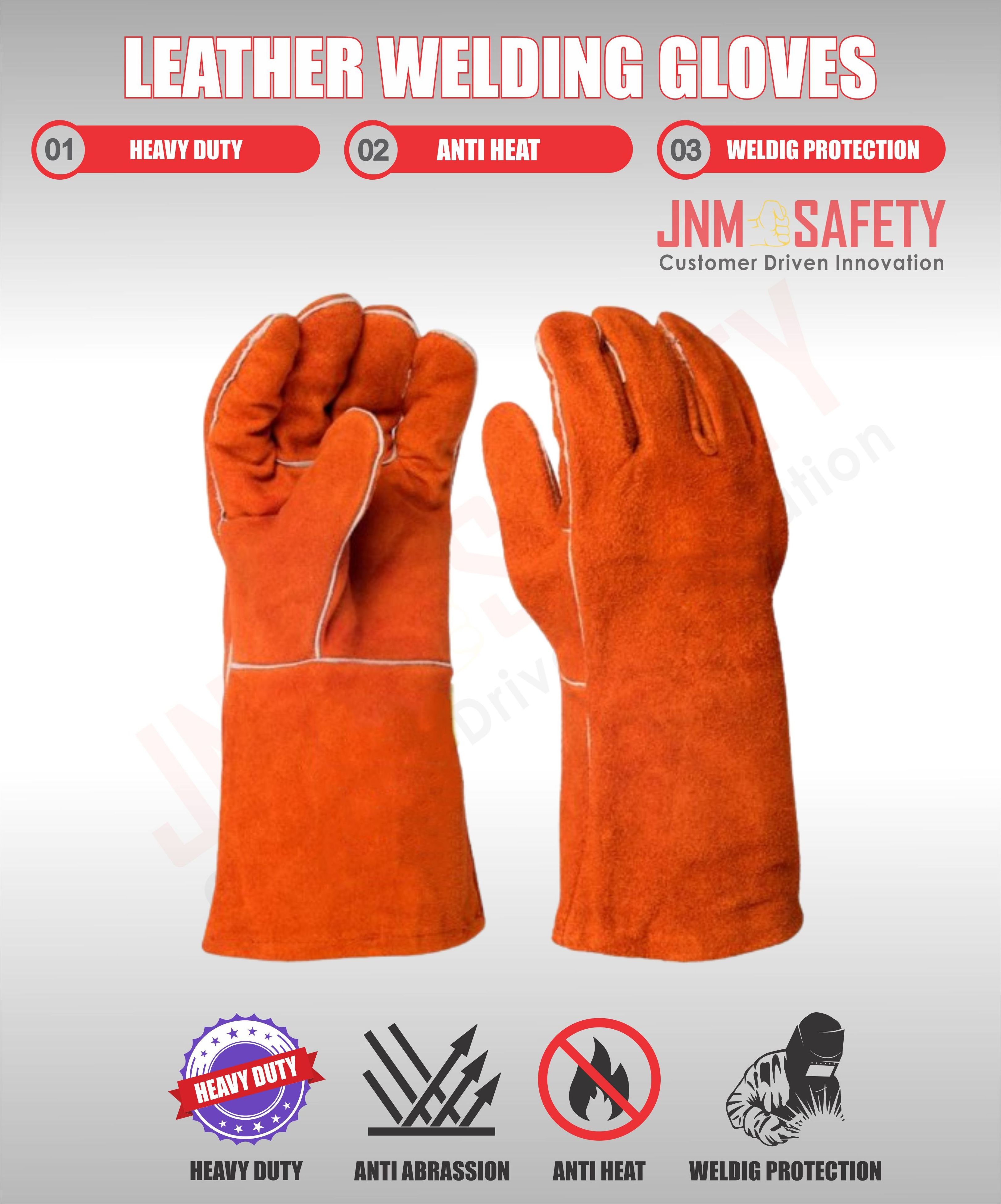 Heavy duty personal protective cowhide split leather welding gloves high performance  barbeque grilling meat welders gloves