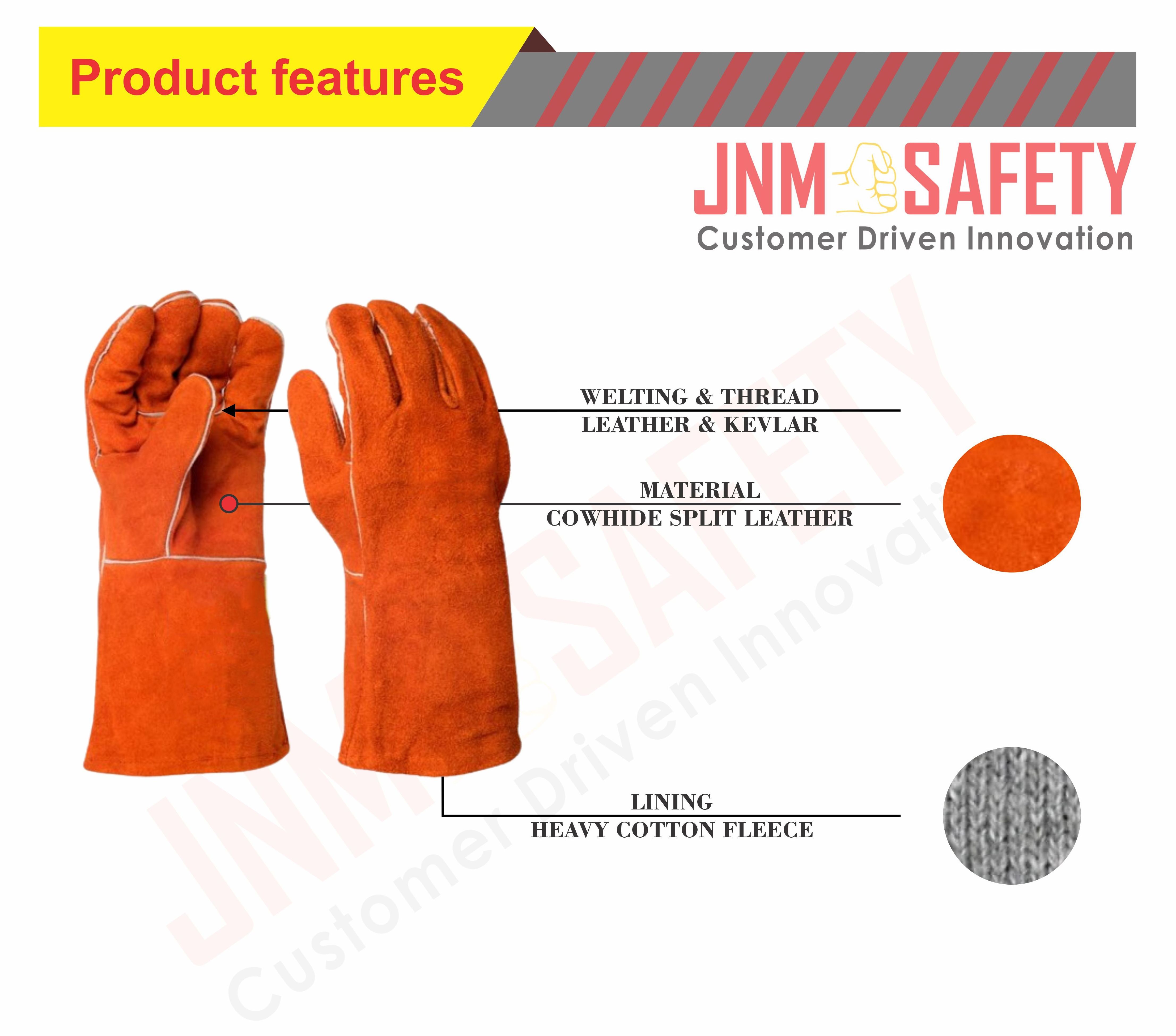 Heavy duty personal protective cowhide split leather welding gloves high performance  barbeque grilling meat welders gloves