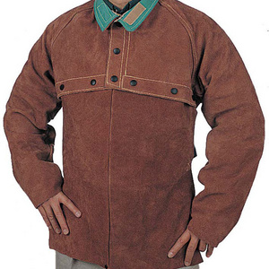 Original Brown Colored Cowhide Split leather Welder Jacket High Heat Resistant Firefighting Welding Safety Clothing Leather Wear