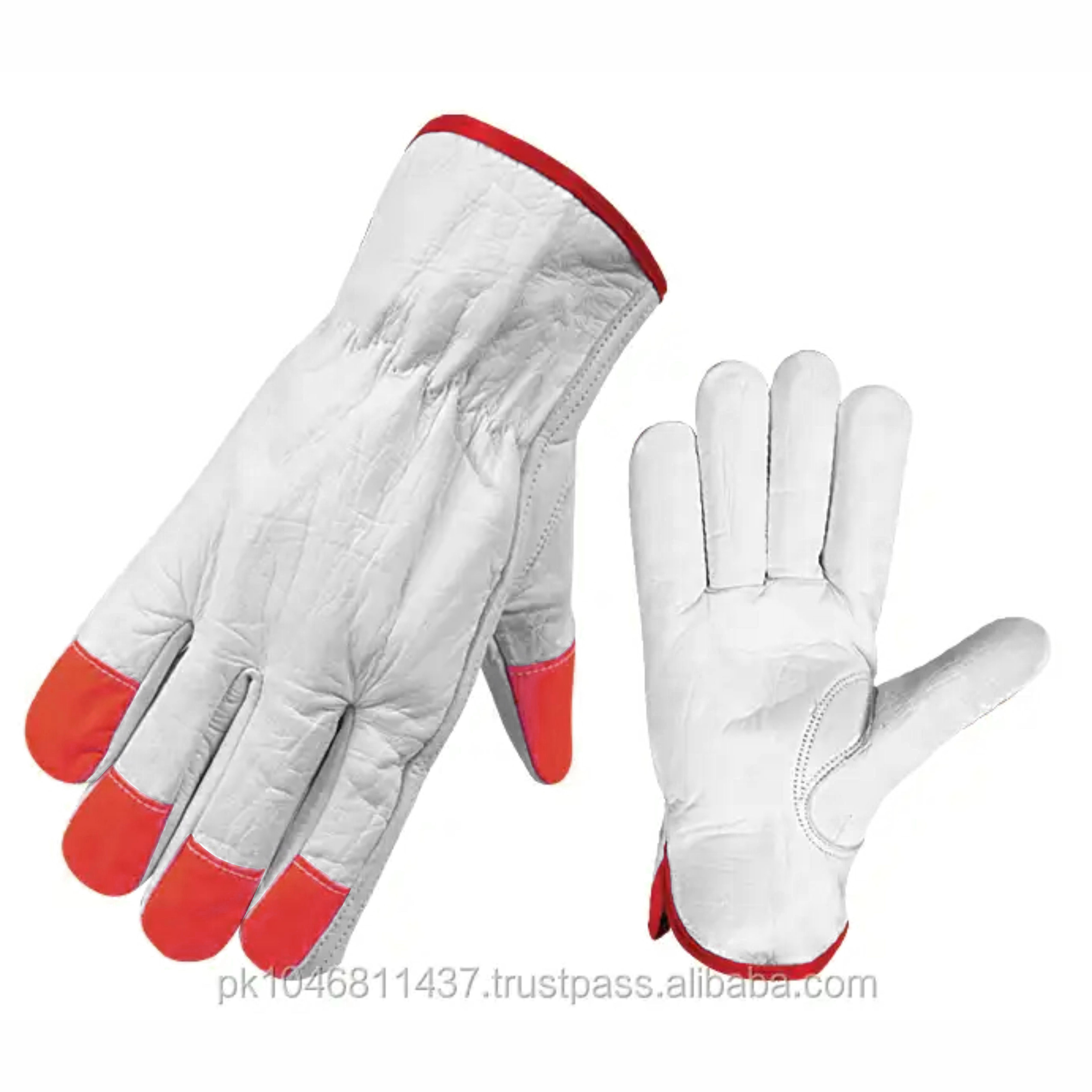 High Quality Work Protection Leather Gauntlet Driving Gloves Cowhide Grain Leather Long Lasting Working Hand Safety Gloves