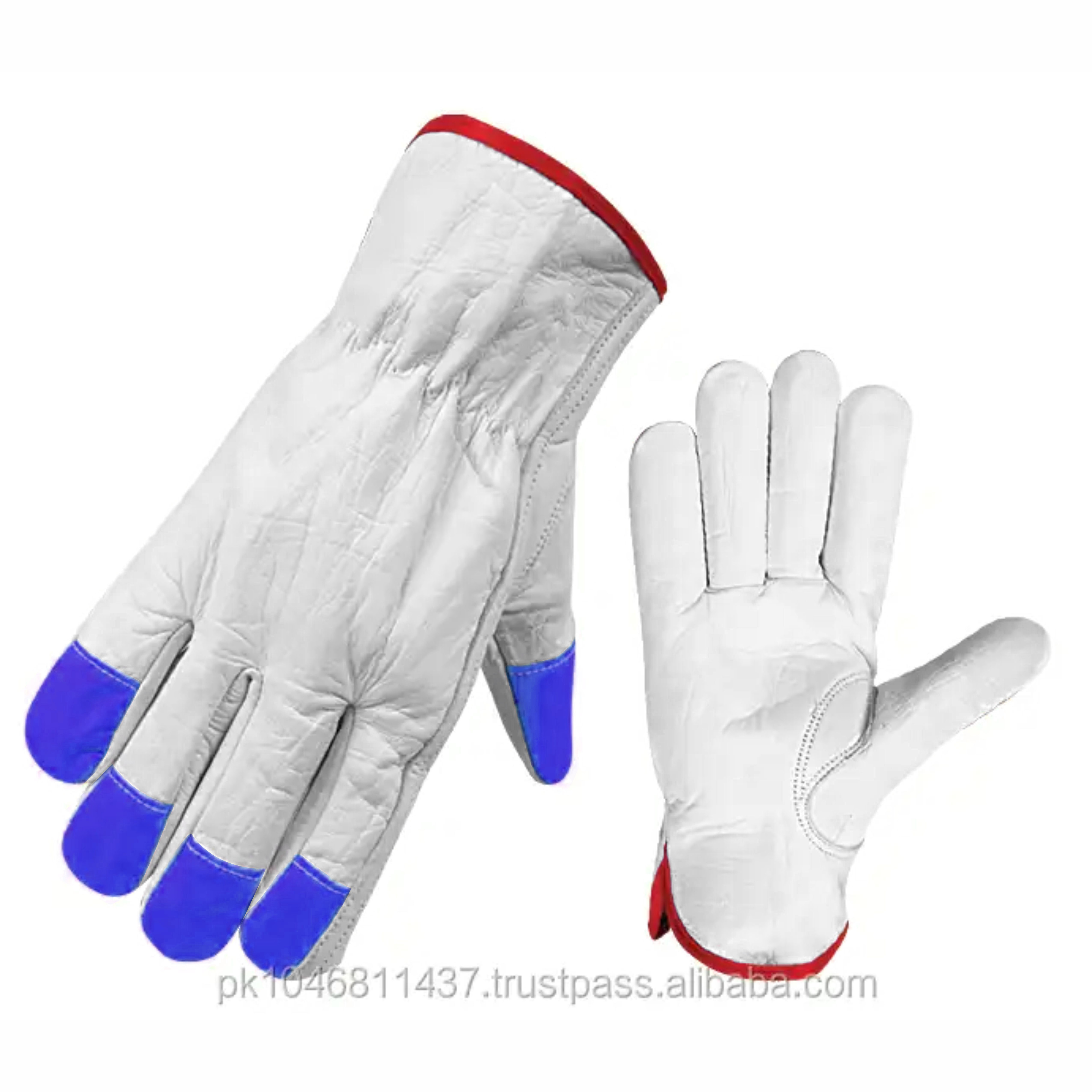 High Quality Work Protection Leather Gauntlet Driving Gloves Cowhide Grain Leather Long Lasting Working Hand Safety Gloves