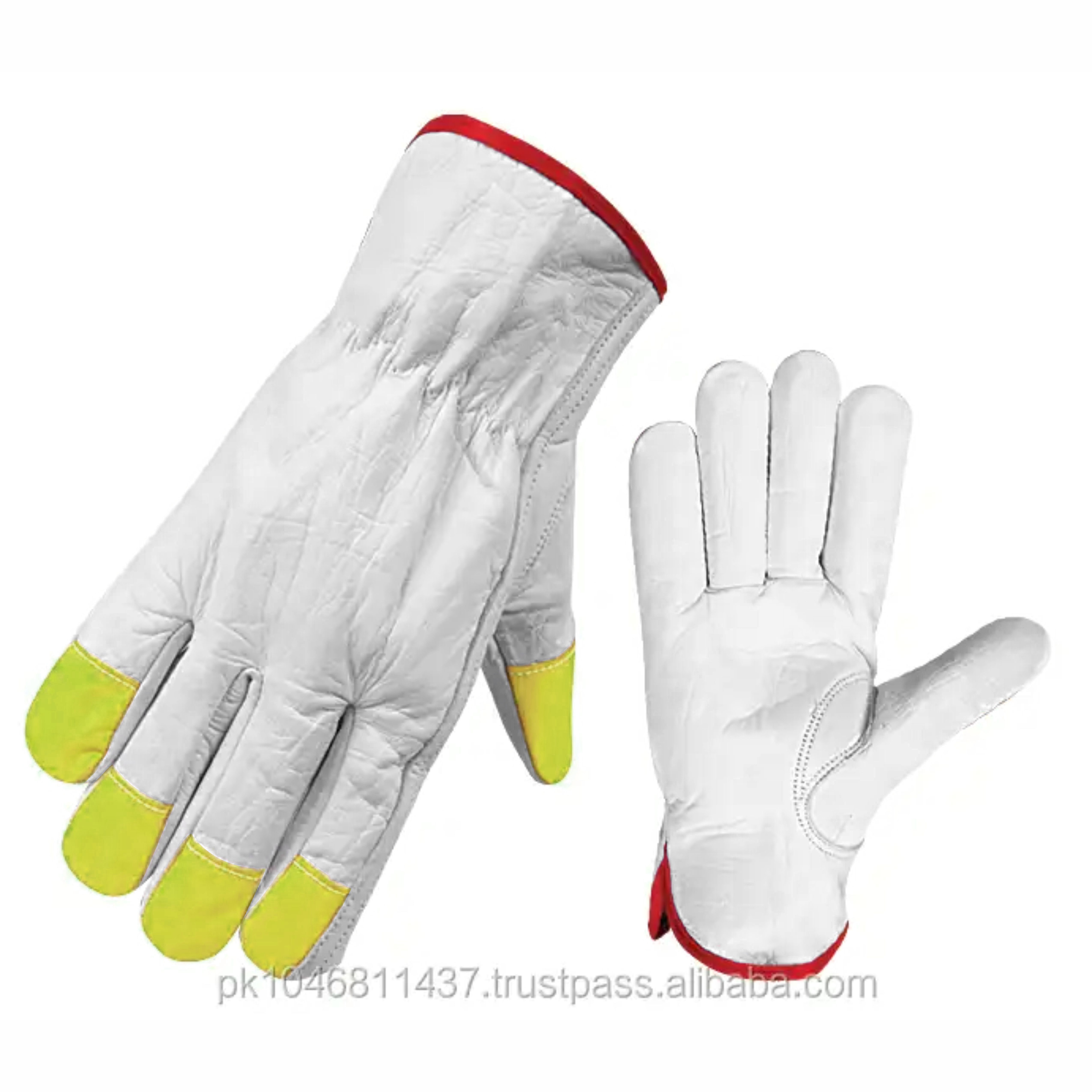 High Quality Work Protection Leather Gauntlet Driving Gloves Cowhide Grain Leather Long Lasting Working Hand Safety Gloves