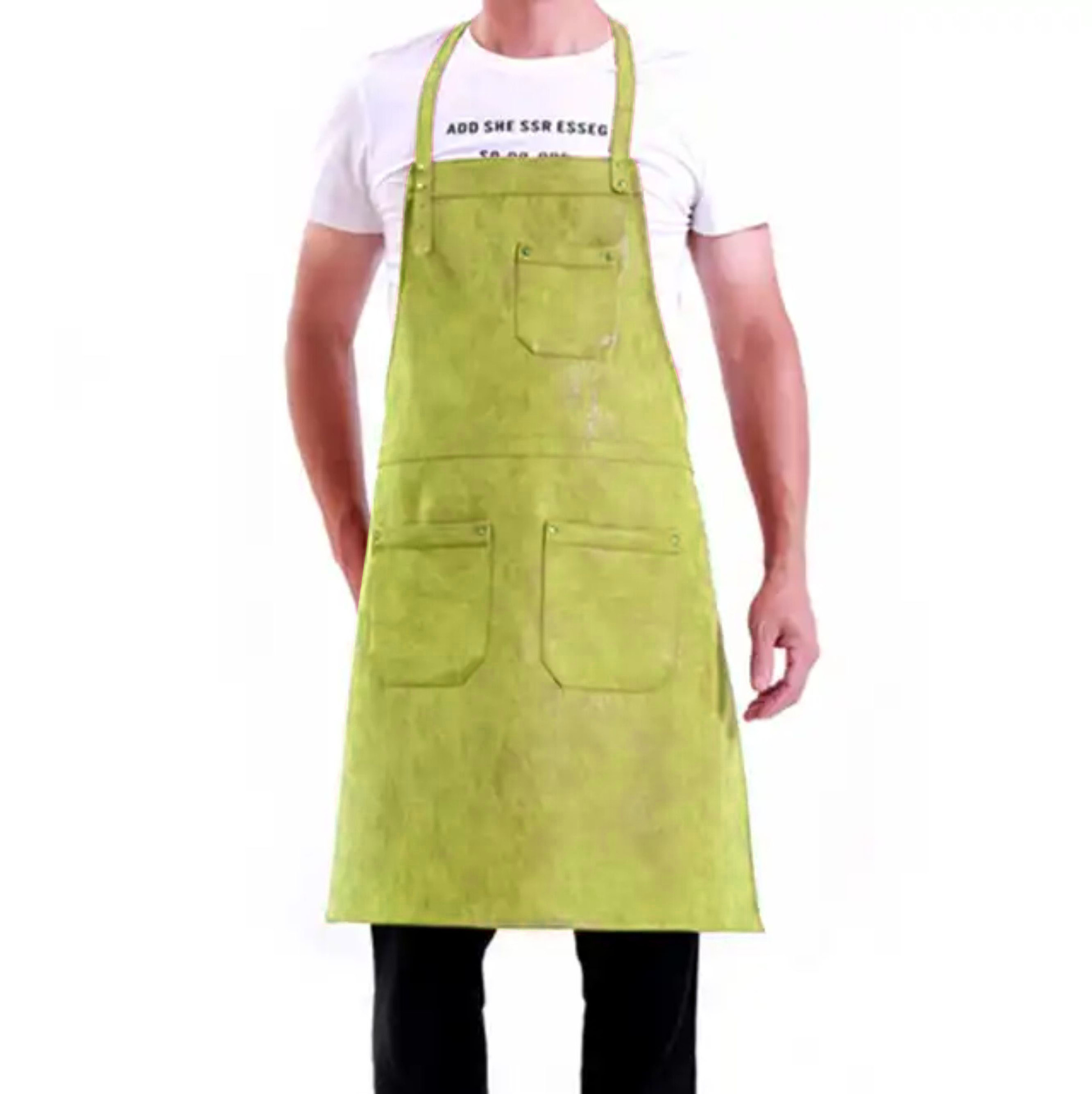 Long Leather Safety Wholesale Durable Customized Leather Welding Work Apron Flame Resistant Bib Apron Heavy Duty Apron