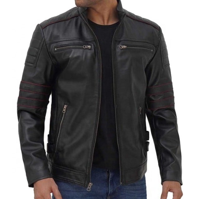 Custom Black Leather Fashion Jacket for Men/Direct Factory Fashion Leather Jacket for Men