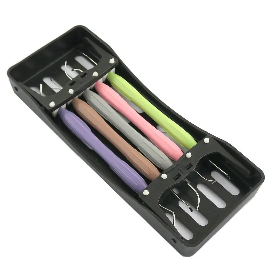 Silicone Handle LM Arte Set of 10 Pcs Dental Composite Filling Instruments With Plastic Tray By Forgwell Industries