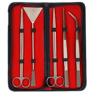 Aquarium Terrarium Tool Kit Straight Curved Scissors Substrate Spatula Straight Curved Tweezers Aquarium Aquatic Plant Tools Set