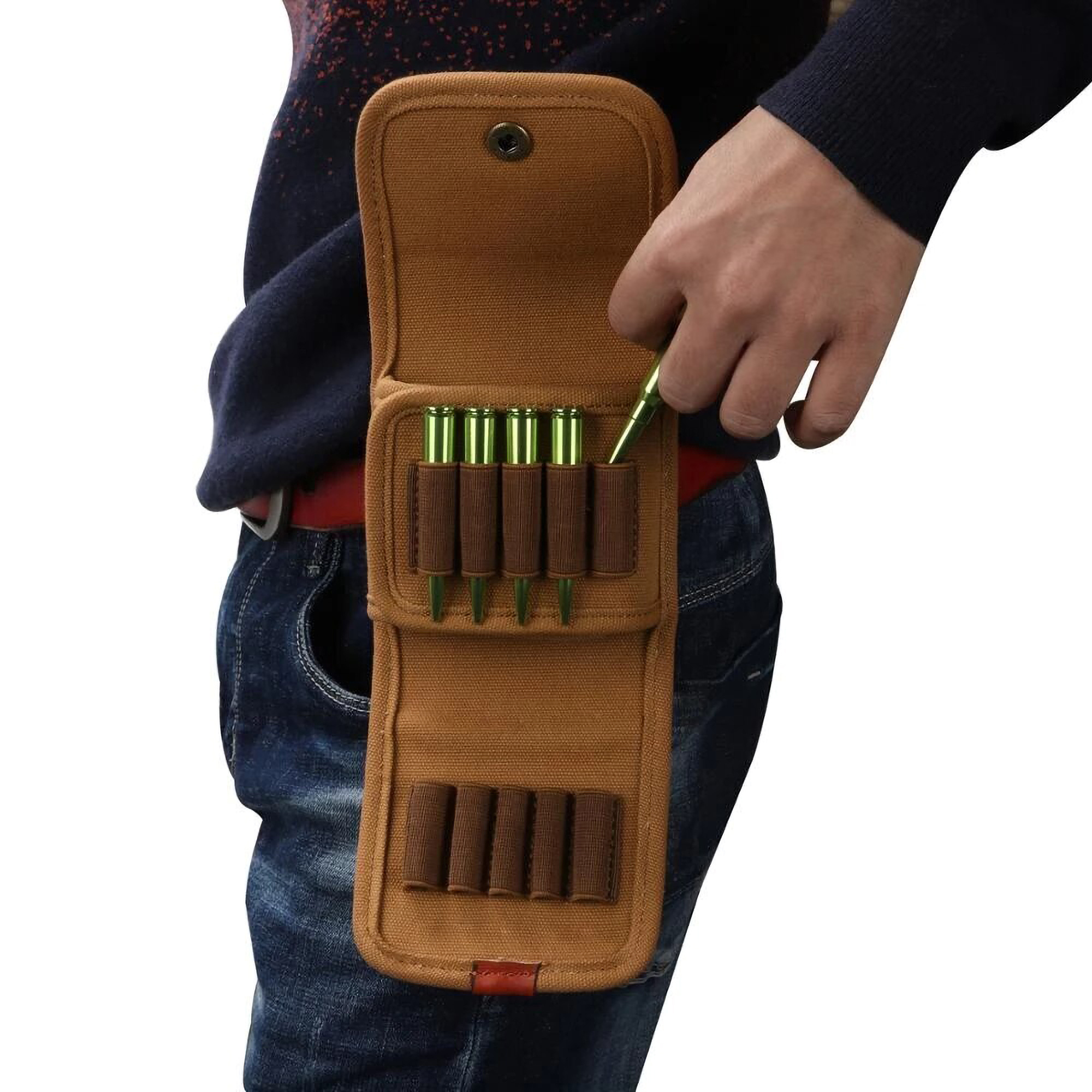 Ammo Pouch Bag Cartridge Holder  Bullet Carrier Canvas & Leather Belt for Hunting Shooting Accessories