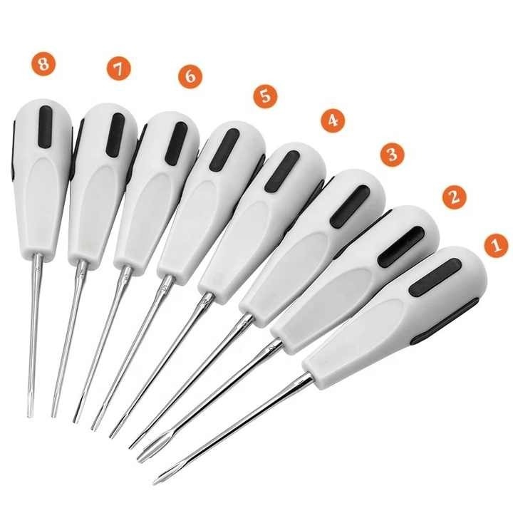 High Quality 8pcs Dental Root Elevator Set Tooth Extracting Apical Root Elevator Stainless Steel Surgical Luxating Lift Elevator