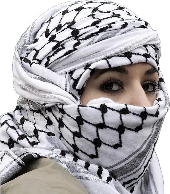 100% cotton High Quality Customized Men's Keffiyeh Traditional Palestine Shemagh Scarf with Fishnet Pattern