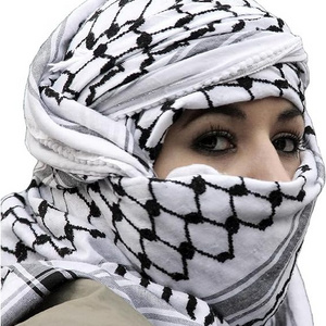 100% cotton High Quality Customized Men's Keffiyeh Traditional Palestine Shemagh Scarf with Fishnet Pattern