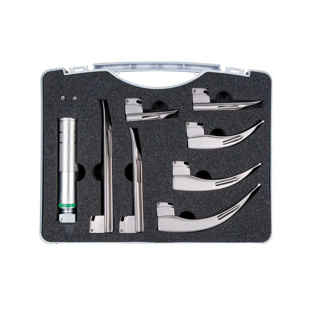 Diagnostic Fiber Optic Laryngoscopes Diagnostic Set 4 Blades Best ENT Surgical Tools Medical Curved Straight Blade Kits