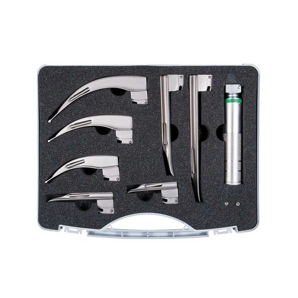 Diagnostic Fiber Optic Laryngoscopes Diagnostic Set 4 Blades Best ENT Surgical Tools Medical Curved Straight Blade Kits