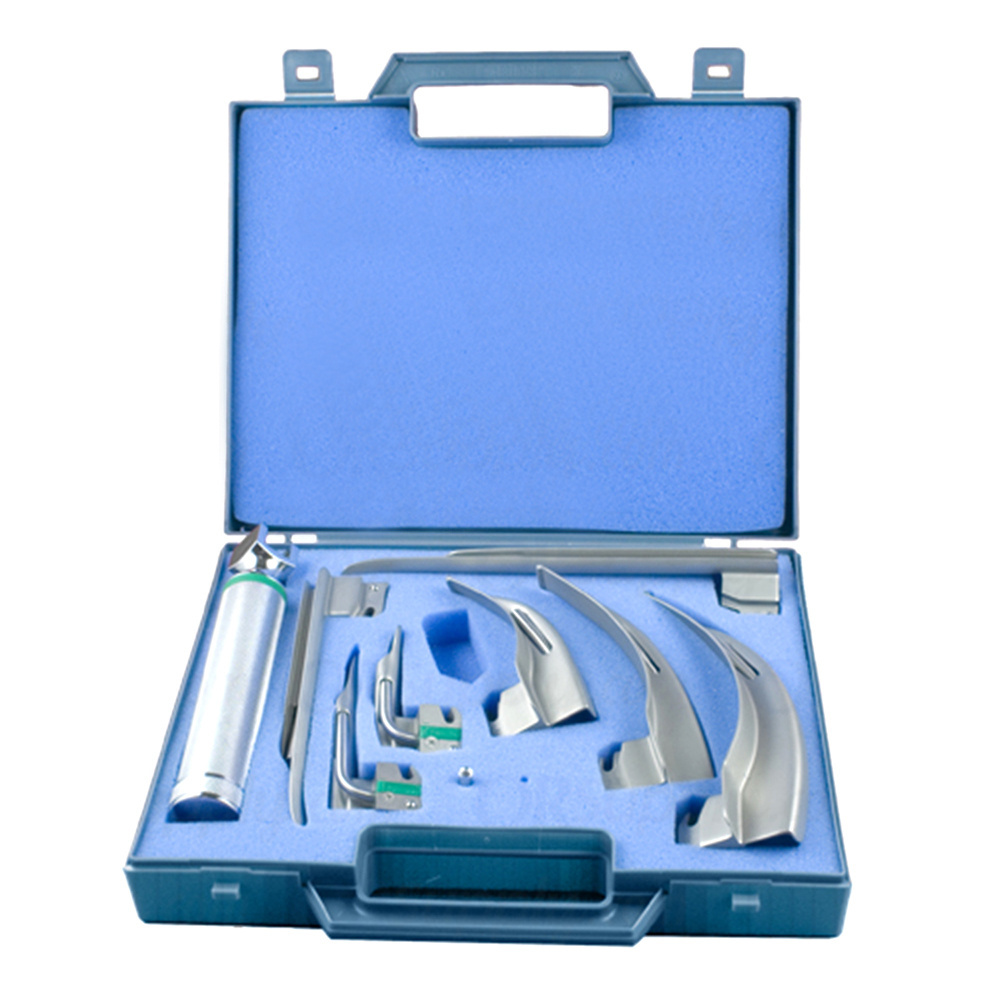 Diagnostic Fiber Optic Laryngoscopes Diagnostic Set 4 Blades Best ENT Surgical Tools Medical Curved Straight Blade Kits