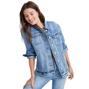 European And American Women's Short Denim Jacket Ladies Bike Jackets Denim Fashion Apparels