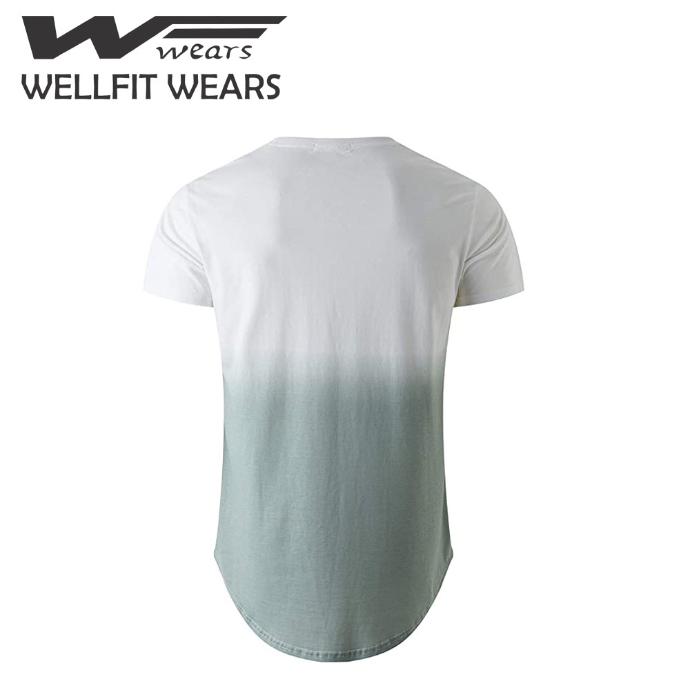 Round Bottom Curved Hem Long Side Men Tops Deep O-Neck Tees 100% Cotton Custom Longline Fashion T Shirt