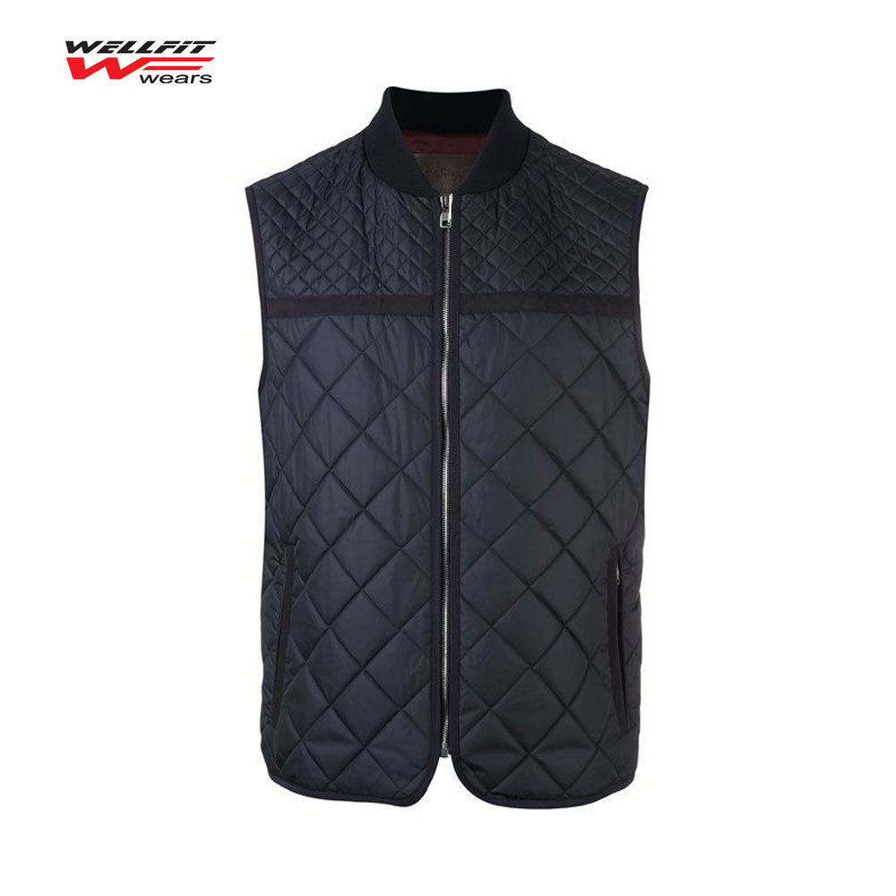 Hot Sell Autumn And Winter Lightweight Hooded Black Quilted Down Puffer Waistcoat Men's Zipper Puffer Vest