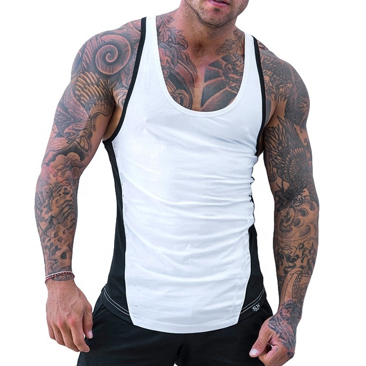 High Quality Training top Stripped MenGold supplier Gym Tank Top/ Custom Printed Stringers vest/  Singlets crop tank top workout