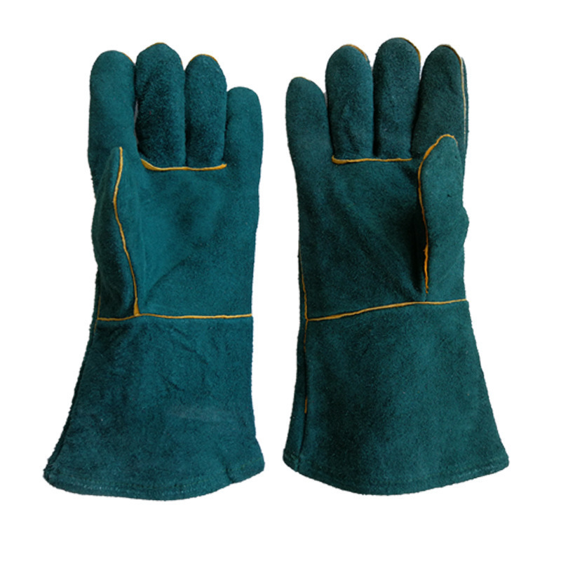 Top Quality Split Cowhide Leather Double Palm Reinforced Fingers Welding Gloves